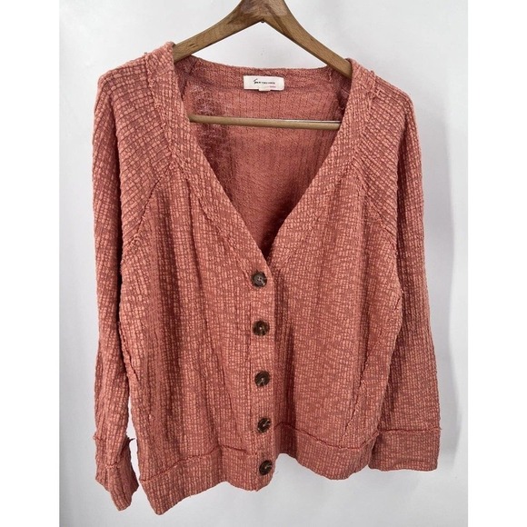 Vince Camuto Womens Size XXL 2XL Peach Knit Cardigan Sweater Boxy Crop Cozy - Picture 4 of 8